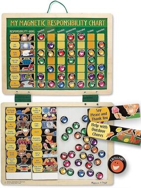 Melissa & Doug Responsibility Chart Deluxe Wooden Magnetic with Magnets